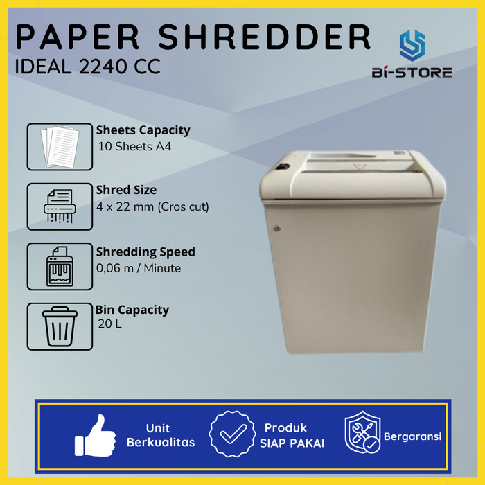 

Paper Shredder IDEAL 2240 Asli Made In German Paper Clip Proof