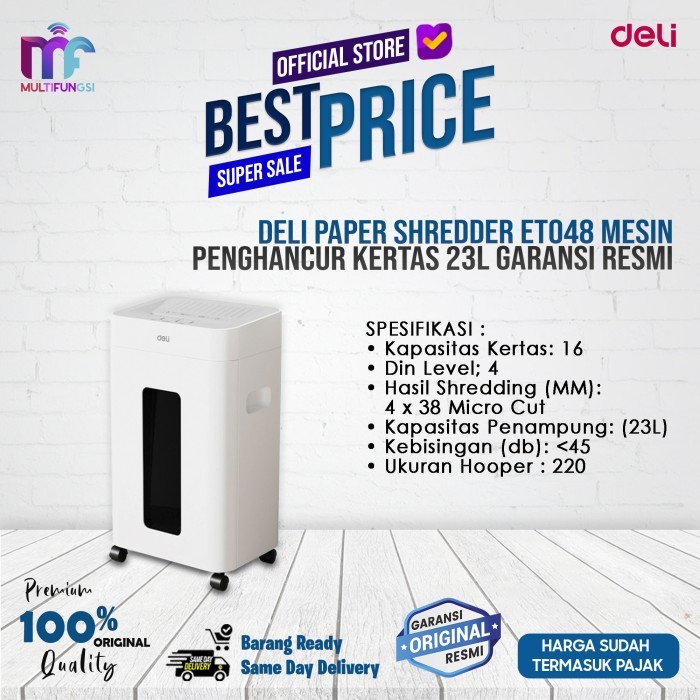 

Deli Paper Shredder ET048 Mesin Penghancur Kertas 23L Garansi Resmi
