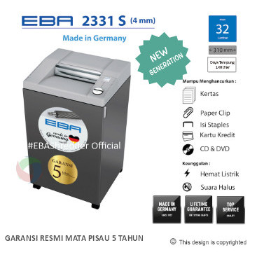 

TERBARU! EBA 2331 S Penghancur Kertas - best and big capacity Paper Shredder