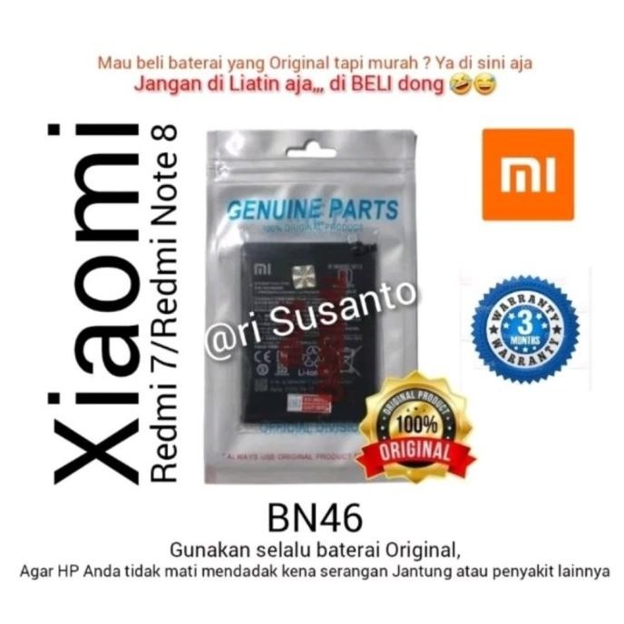 Baterai Xiaomi Redmi 7/Redmi Note 8 BN46 BN-46 Asli (Original 100%) Terlaris