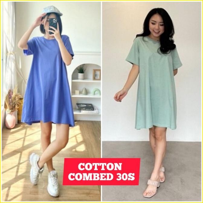 baru mini dress kaos cotton tunik daster kaos wanita homewear katun adem