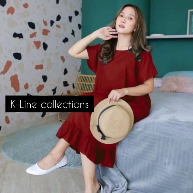 baru dress daster ruffle / rempel polos jumbo