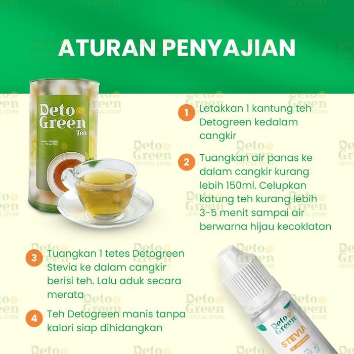 

terbaru !!! detogreen teh dan stevia 50 gr + 15 ml - teh herbal pemanis sehat ready