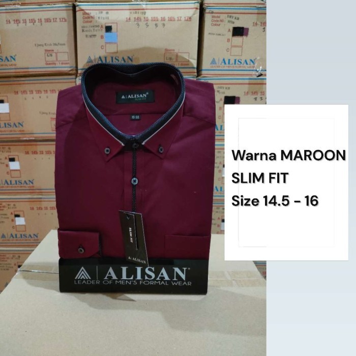 Alisan Kemeja Pria Lengan Panjang Motif Garis Original