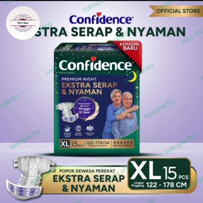 Confidence Popok Dewasa Premium Night Xl 15