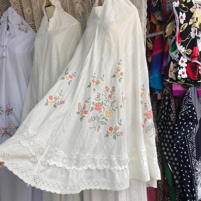 Mukena katun paris bordir strimin BW