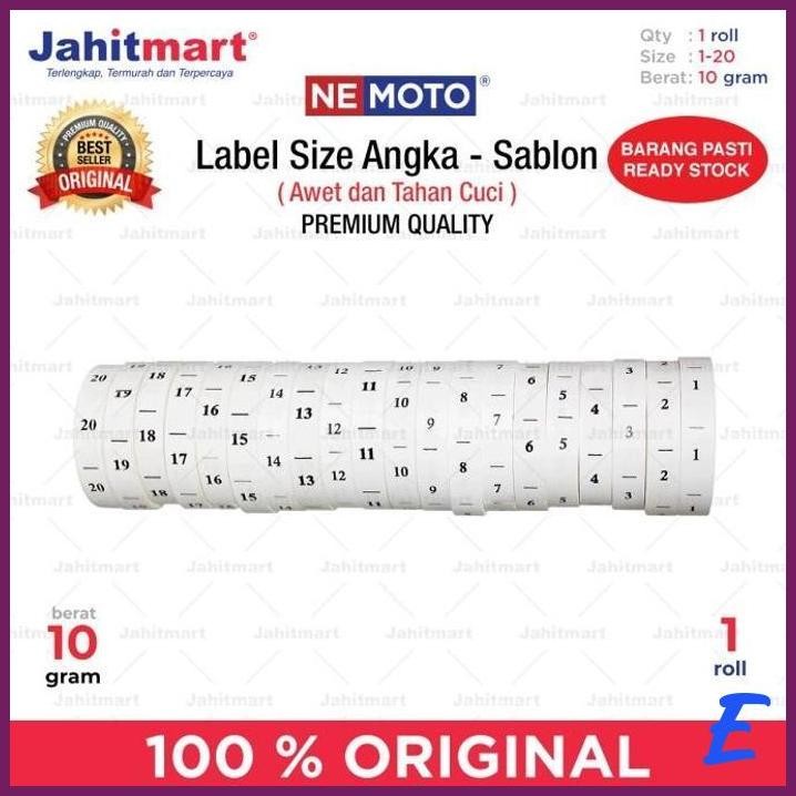 

| JH | LABEL SIZE ANGKA - SABLON