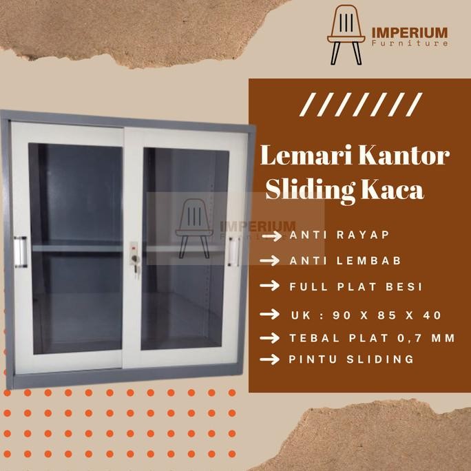 

TERBARU - Lemari Sliding Kaca / Lemari Arsip Sliding Kaca Pendek / Lemari Kantor