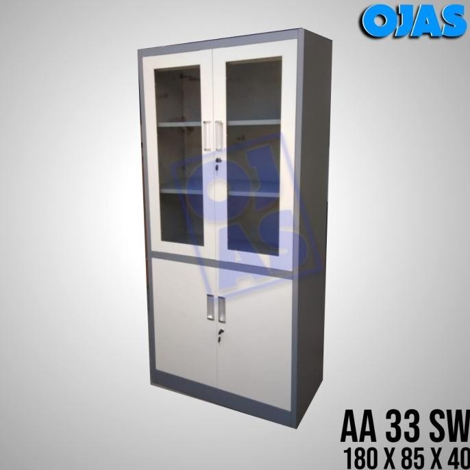 

TERBARU - Lemari arsip besi pintu kaca + plat AA 33 SW