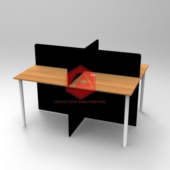 Meja Kantor Kerja 100*60 Cm Kaki Besi Sekat Partisi