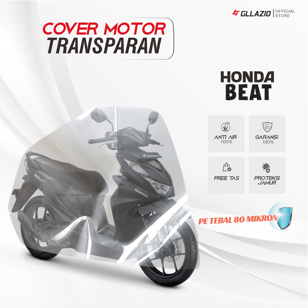 Body Cover Motor Beat Transparan / Sarung Motor Honda Beat Plastik / selimut Honda Beat 100 110 Wate