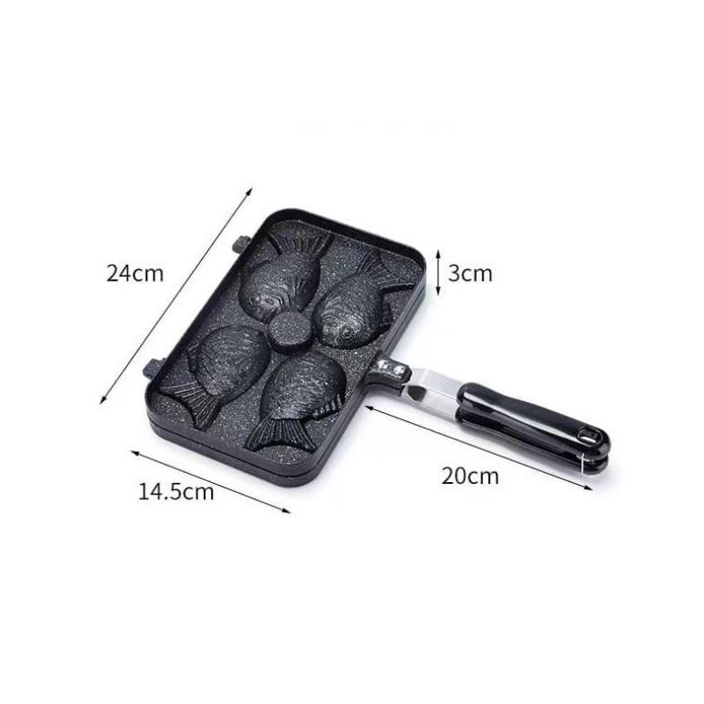 BISA COD Taiyaki Wafel Maker Pancake / Cetakan Kue 2 , 3  & 4 Ikan Japan / Teflon Anti Lengket Waffl