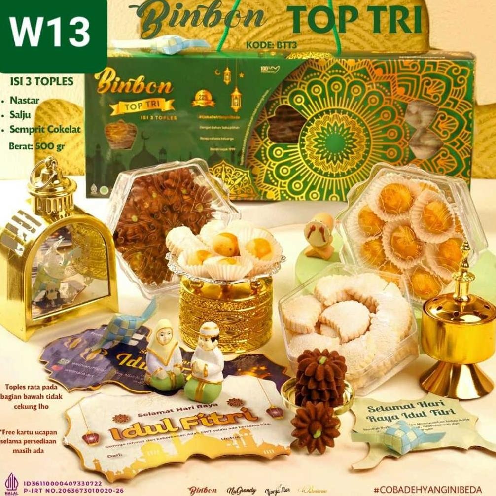 

SPECIAL Apazada - Kue Kering Lebaran Binbon Top Tri Squash / Hampers Kue Lebaran Paket 3 Toples + 1 Sirup t-56