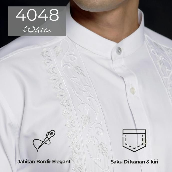 Casella Baju Koko Pria Lengan Pendek | Baju Koko Putih Ibrahim