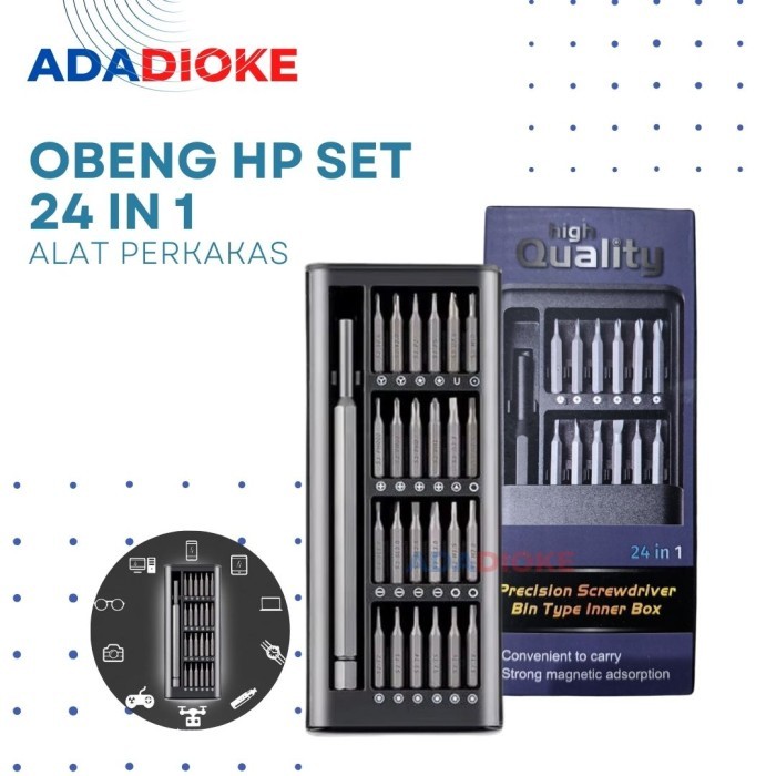 NEW Obeng Set Obeng Magnetic Obeng Set 24 in1 Obeng Reparasi Handphone Laptop Jam