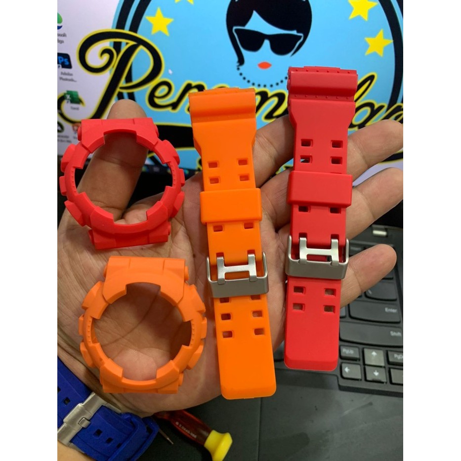 EKSLUSIF bazel jam Bezel jam tangan set g shock GA100 GA-110 1set oren merah