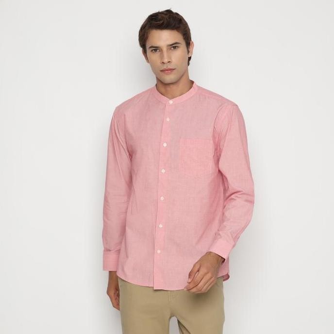 Platini Kemeja Koko Pria Lengan Panjang Katun Pink 961274