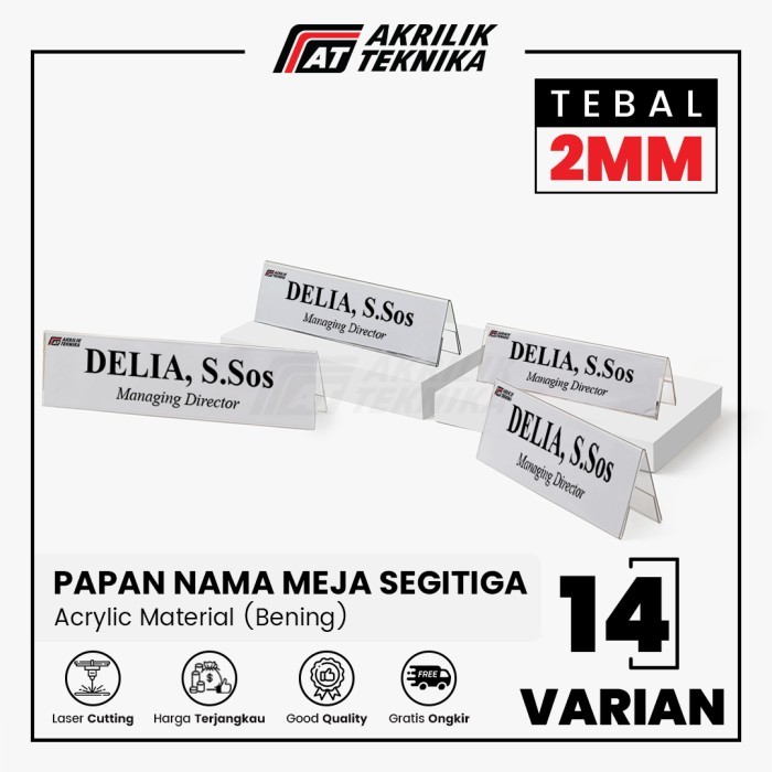 

AKRILIK / ACRYLIC / DISPLAY MEJA NAMA PANITIA SEGITIGA NAMA AKRILIK