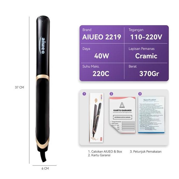 Catokan Aiueo Teddy 2219 Infrared Curly Hair Straightener Meluruskan Dan Keriting - Alat Catok Rambu