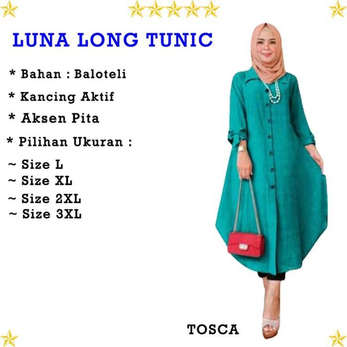 Luna Long Tunik Jumbo,Baju Fashion Wanita Muslimah Busana Muslim Long Tunik Jumbo Wanita Model