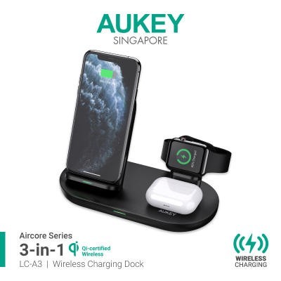 

Aukey LC-A3 Aircore Series 3 in 1 Wireless Charging Station - Black