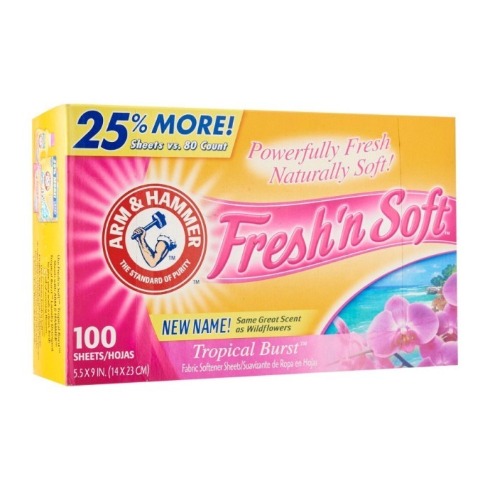 

Arm & Hammer Fresh 'N' Soft Tropical Burst Dryer Sheets 100 per pack