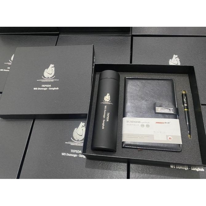 

SOUVENIT GIFT SET 3IN1 TUMBLER + AGENDA + PEN TW PARKER | FREE CUSTOM LASER LOGO PERUSAHAAN ATAU NAMA | GRAFIR