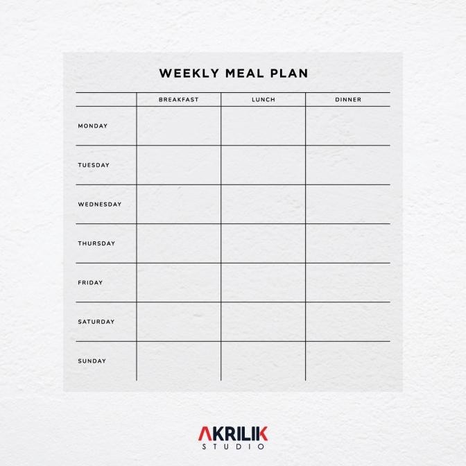 

WEEKLY MEAL PLANNER AKRILIK JADWAL MENU DAPUR ACRYLIC KITCHEN PLAN