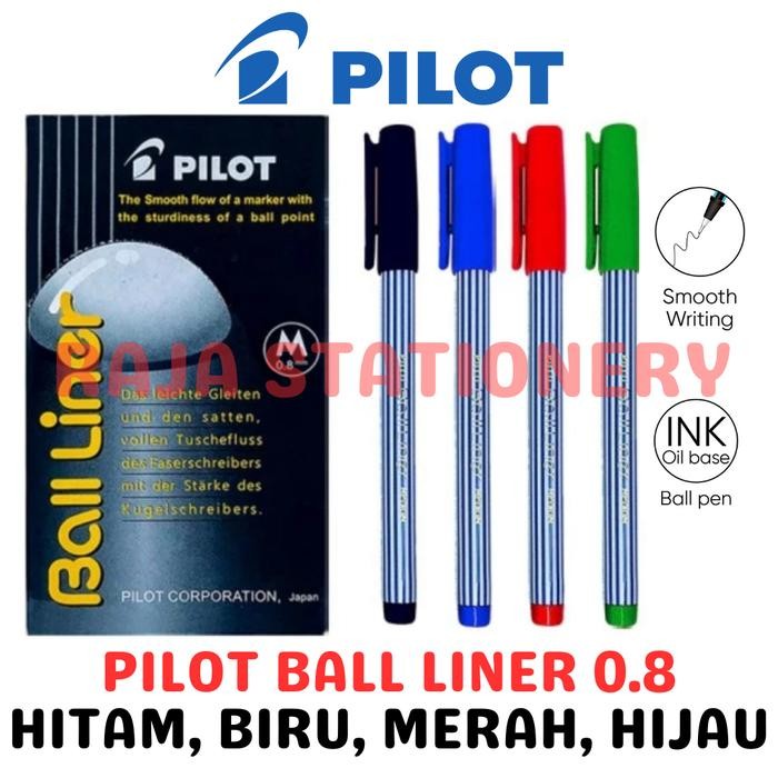

terbaru !!! pilot ball liner 0.8 medium tip lusin [12 pcs] black blue red green pulpen pen bolpen
