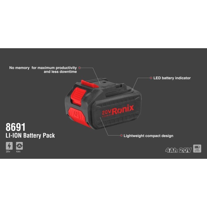 Ronix Model 8691 Battery Pack 4.0Ah Lxt