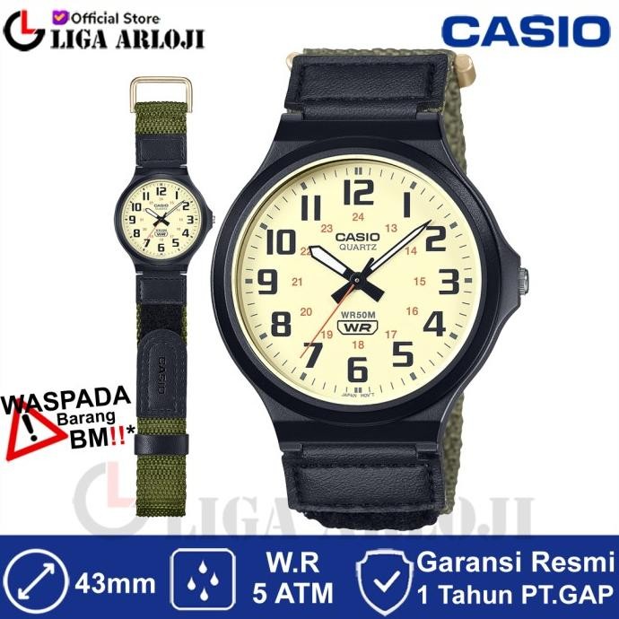 CASIO MW-240B-3BVDF Jam Tangan Pria Analog MW240 Kanvas MW-240B-3B