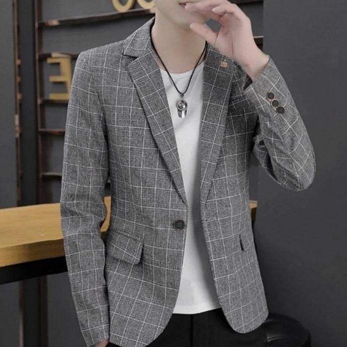 JAS BLAZER PRIA MOTIF KOTAK-KOTAK/BAJU JAS BLAZZER CASUAL SLIMFIT PRIA