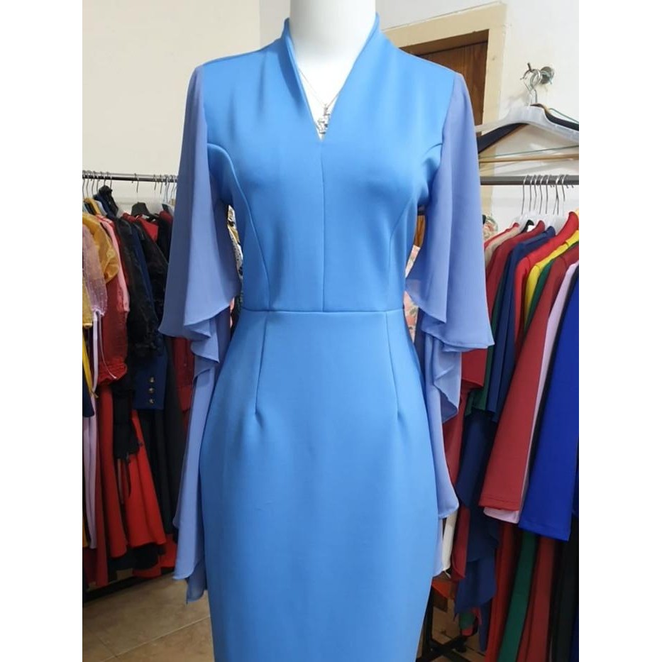 LOOWEAR MIDI DRESS BODYCON PESTA KONDANGAN BANGKOK SPAN PENDEK LENGAN TILE PREMIUM KEKINIAN