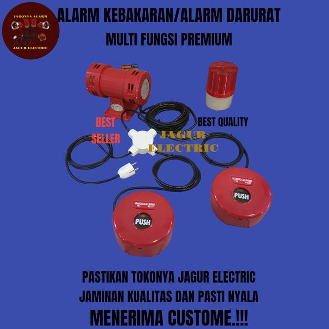 Alarm Kebakaran/Alarm Darurat 490 + Lampu Rotary+ 2 Tombol Fire Alarm Produk Premium