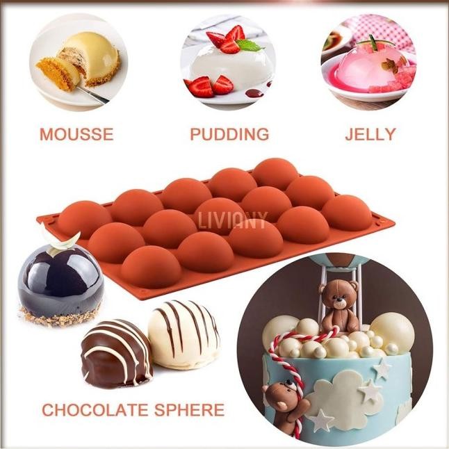 CETAKAN SILIKON COKLAT KUE KERING NASTAR SETENGAH LINGKARAN BULAT , SILICONE MOLD CHOCOLATE CHOUX CA