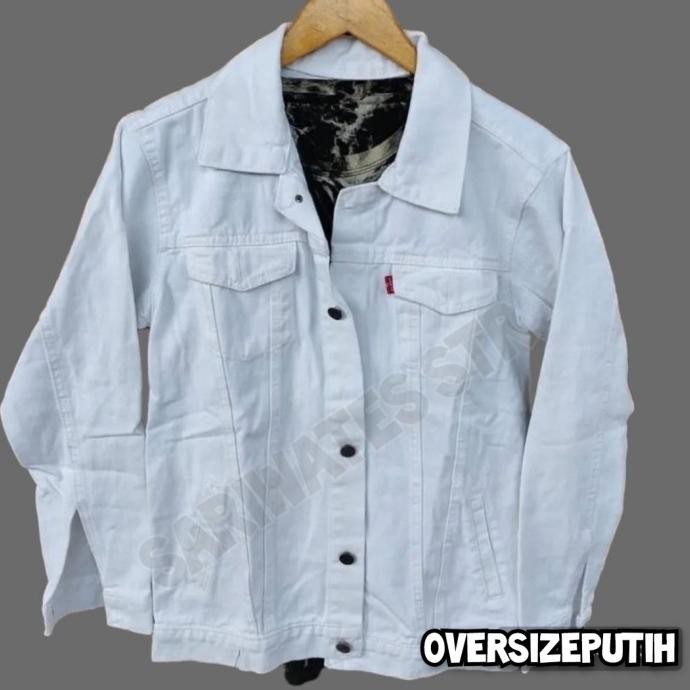 Grosir Jaket Jeans Putih Oversize Pria Wanita White Jacket Denim Jins