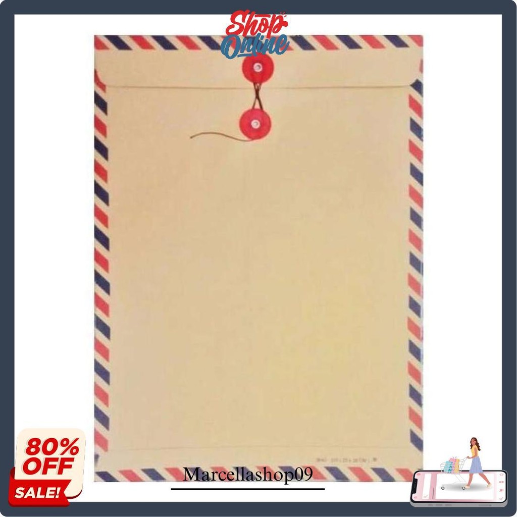 

[50 Pcs] Amplop Coklat Folio F4 310 Airmail Tali Cod