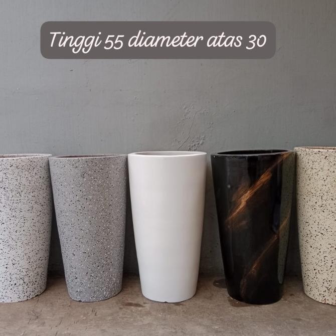 pot gerabah tirus teraso, pot motif marmer, pot tinggi duco, interior