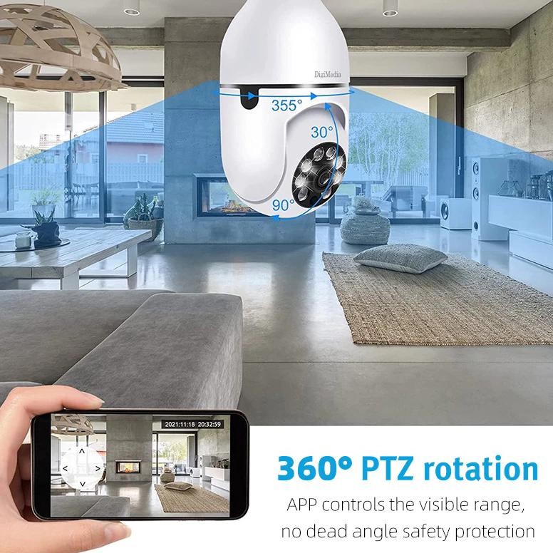 HRN-813 CCTVKamera CCTV Bohlam 4MP 360 Pasang di Dudukan Lampu, WiFi Indoor/Outdoor + Night Vision W