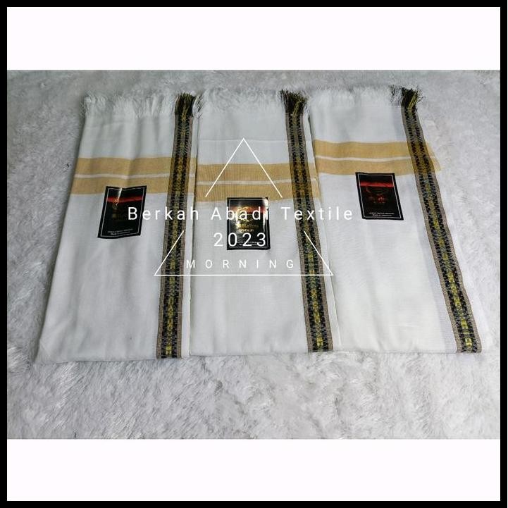 Produk Unggulan Grosir Surban - Isi ( 10Pcs ) Sorban Tenun Murah Kashmiri Jumbo Motif Putih Salur Ka