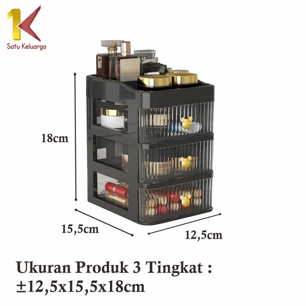 Ow42 Satu Keluarga Rak Kosmetik Serbaguna 3 Laci K166 Desktop Drawer Rak Susun Serbaguna Tempat Make