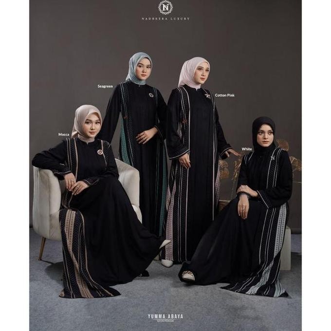 [Bisa Cod] Yumma Abaya Nadheera Luxury Yuma Yumna Abaya Garis Vertikal Gamis Hitam Outer Promo