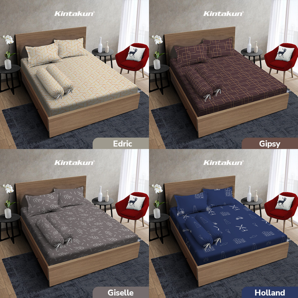 Kintakun Sprei Fitted Queen Size 160 x 200 DLUXE Gold Edition Microfiber