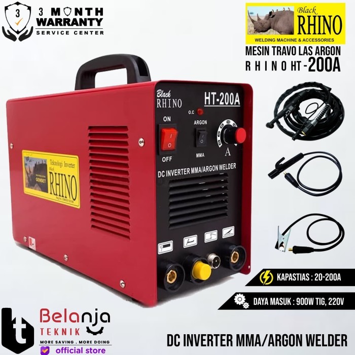 Mesin Las Trafo Argon Rhino HT200A DC Inverter Welder HT 200 A Travo