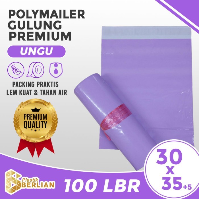 

Polymailer Gulung Ungu Premium 30X35+5 Cm Plastik Packing - 100 Lbr