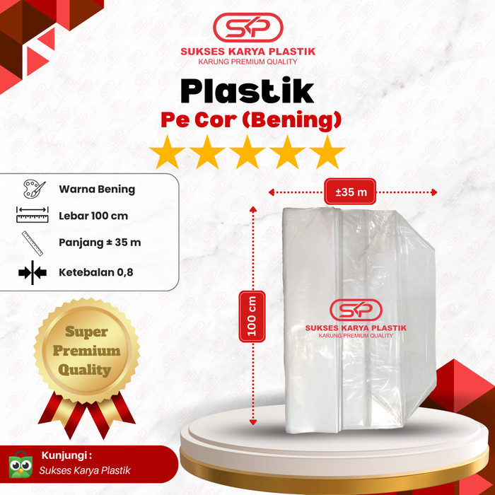 

Plastik Cor Roll Bening Lebar 100Cmx0,8 Panjang -/+ 7 Meter 5Kg/1Roll