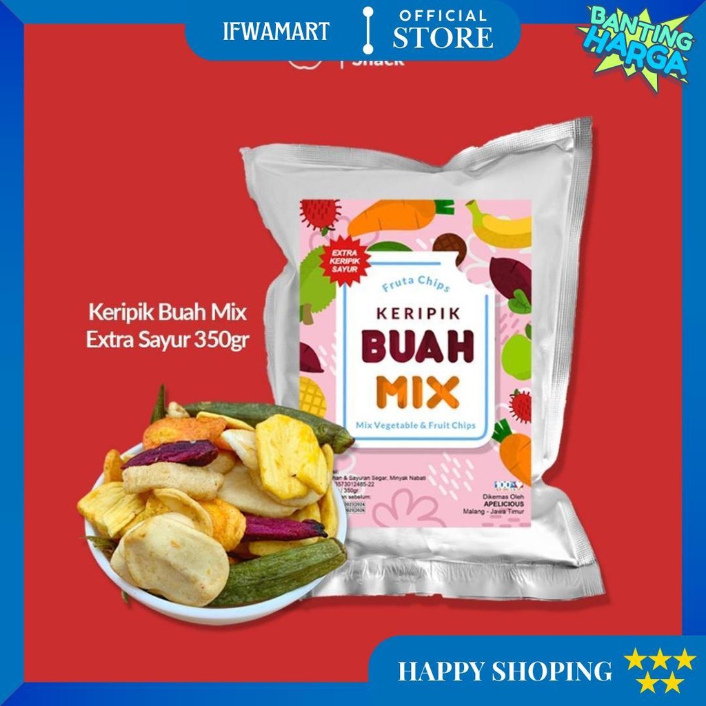 

Apelicious - Keripik Buah Sayur Mix 350G Fruta/Kripik Buah Mix 250G (Mix 6 Buah) Cemilan Snack Sehat D Terlaris