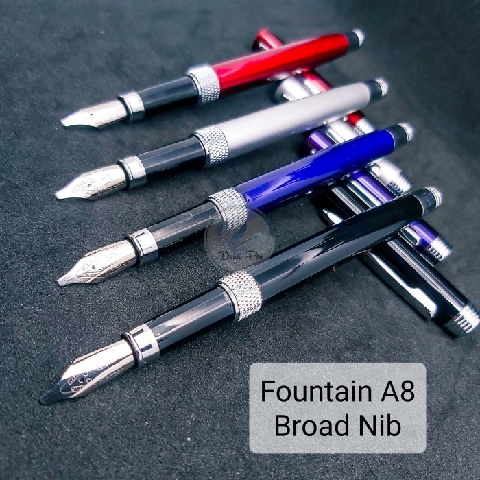 

HOT SALE! Pena Kaligrafi A8 Broad Nib Fountain Pen Metal Mata 1,5mm