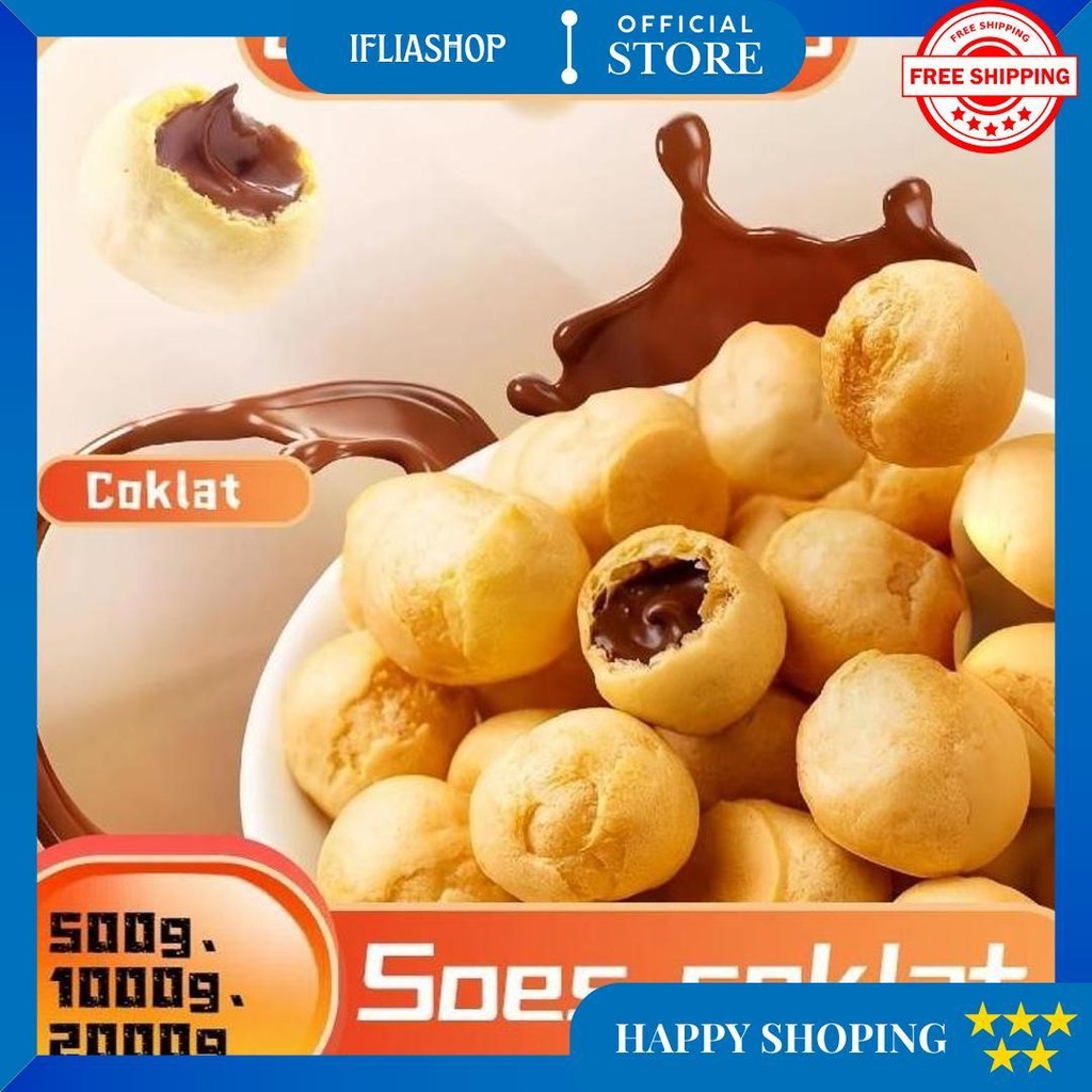 

Cod Soes Coklat Cokelat 500G/1Kg/Update Kemasanterbaru / Merekbaru/Malona/ Halal Kue Sus Kering Isi Soes Coklat Lumer 1 Kgr Enak Murah Cemilan Keluarga, Cocok Untuk Dewasa Dan Anak-Anak Chocolate Food Makanan Snack D Sale