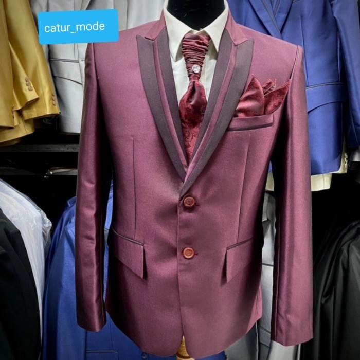 Jas Wedding Pria Merah Maroon